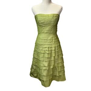 BCBGMAXAZRIA Silk Organza Tiered Bandage Dress Green Women’s 4 Garden Easter